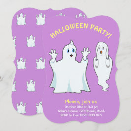 Invitación de fantasmas de Halloween en violeta