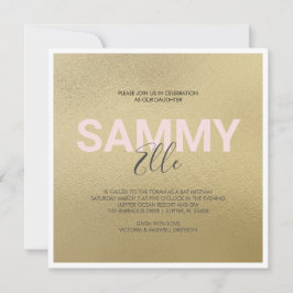 Invitación de Faux Gold Bat Mitzvah