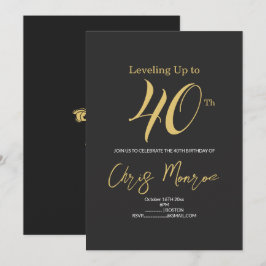 Invitación de Faux Gold y Black Birthday