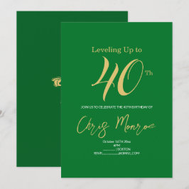 Invitación de Faux Gold y Green Birthday