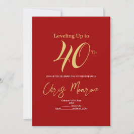 Invitación de Faux Gold y Red al cumpleaños modern