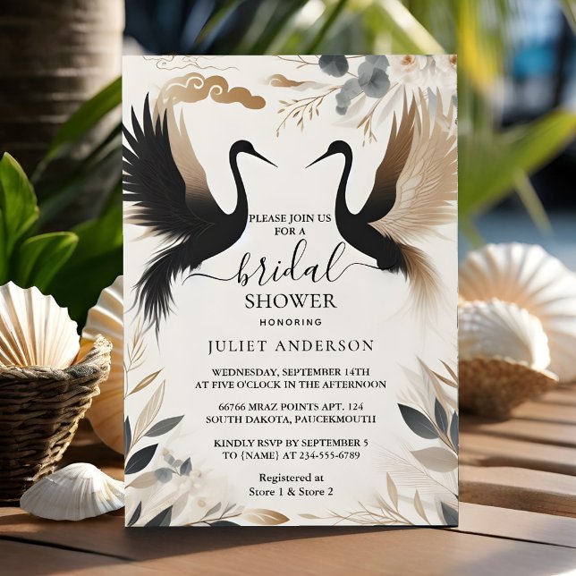 Invitación De Feather Asian Sky Cloud Crane Fun Bridal Shower (Subido por el creador)
