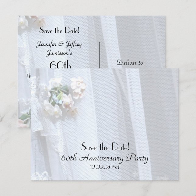 Invitación de fecha 60° aniversario de Boda (Anverso / Reverso)