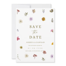 Invitación de fecha de guardado de flor prensada