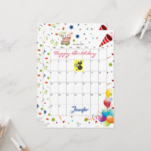 Invitación de Feliz Cumpleaños Calendario de Enero