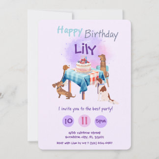 Invitación de feliz cumpleaños de los perros