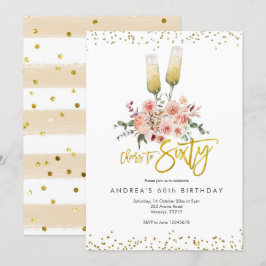 Invitación de Feliz Cumpleaños Sesenta Moderno Dor