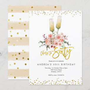 Invitación de Feliz Cumpleaños Sesenta Moderno Dor