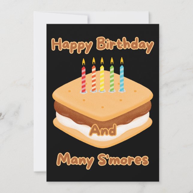 Invitación de Feliz Cumpleaños y Muchos S'mores (Anverso)