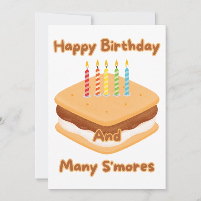 Invitación de Feliz Cumpleaños y Muchos S'mores (Anverso)