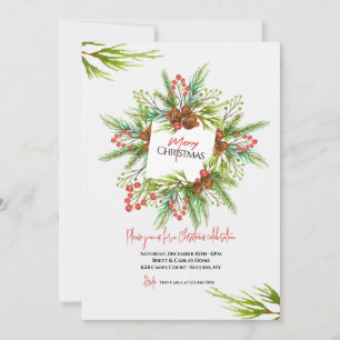 Invitación de Feliz Navidad Verde