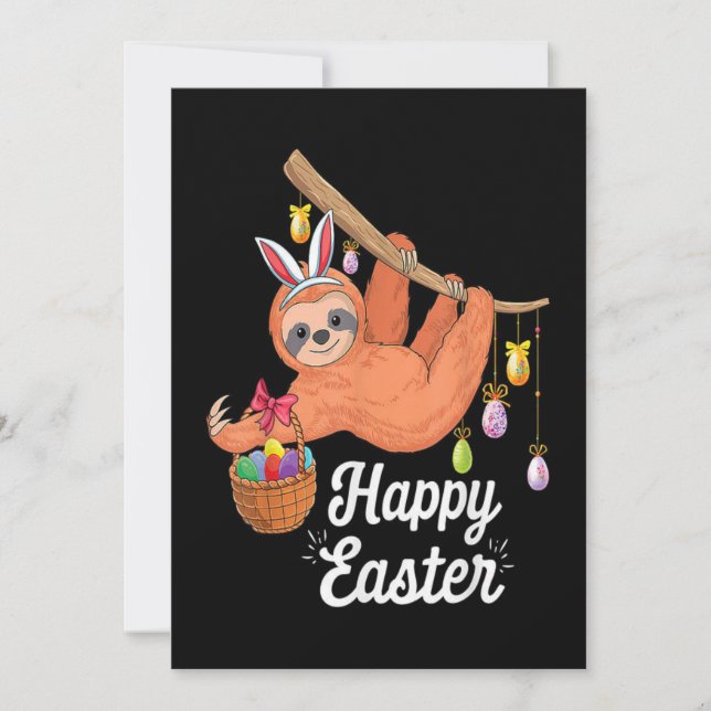 invitación de Feliz Pascua de perezoso (Anverso)