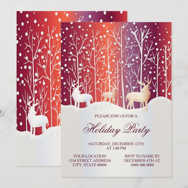 Invitación de feriado a Fiesta de Navidades Snowy  (Anverso / Reverso)