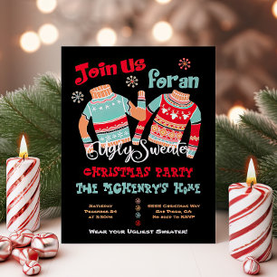Invitación de feriado a Navidades suéteres feos