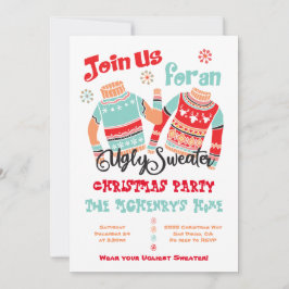 Invitación de feriado a Navidades suéteres feos
