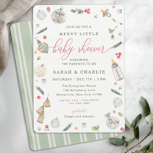Invitación de feriado de Baby Shower Merry Little