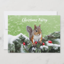 Invitación de feriado de Fiestas Navidades ardilla