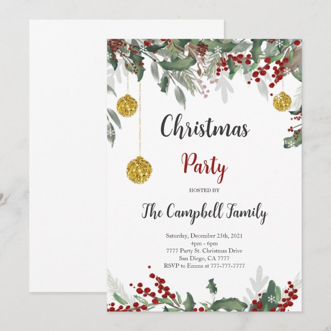 Invitación de feriado de navidades (Anverso / Reverso)