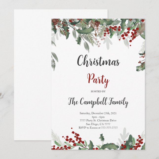 Invitación de feriado de navidades (Anverso / Reverso)