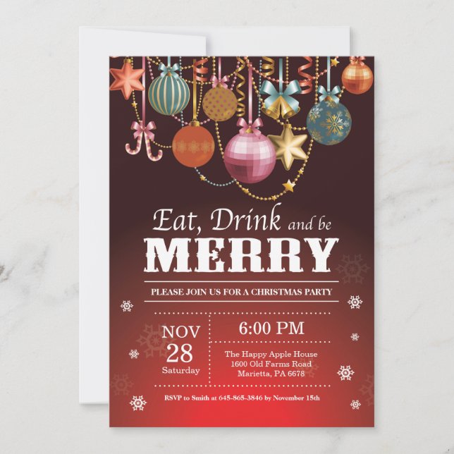 Invitación de feriado de navidades a tomar una beb (Anverso)