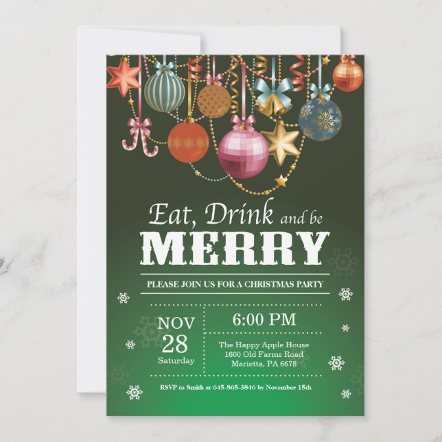 Invitación de feriado de navidades a tomar una beb (Anverso)