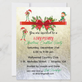 Invitación de feriado Fiesta de Elves muy merry de