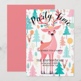 Invitación de feriado para Navidades de renos capr