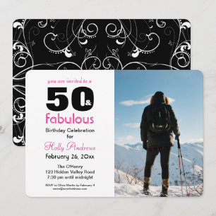 Invitación de fiesta "50 & Fabulous" con foto a co
