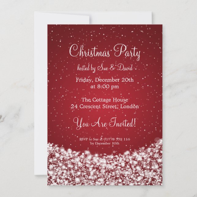 Invitación de fiesta 5x7 Elegante Red espumoso (Anverso)