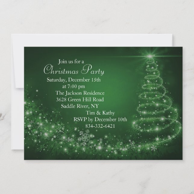 Invitación de fiesta al árbol de Navidad con deste (Anverso)