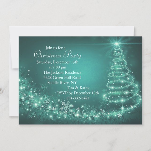 Invitación de fiesta al árbol de Navidad con deste (Anverso)