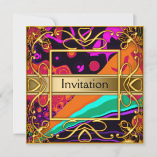 Invitación de fiesta Arlequín dorado para cualquie