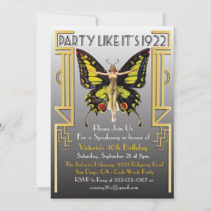 Invitación de fiesta Art Déco de la Flapper de los