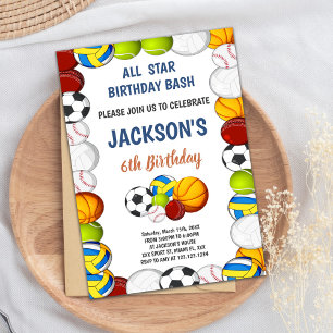 Invitación de Fiesta atlético de niños editables