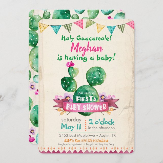 Invitación de Fiesta Baby Shower (Anverso / Reverso)