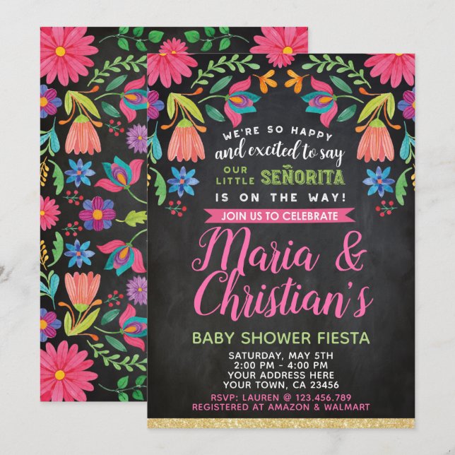 Invitación de Fiesta Baby Shower (Anverso / Reverso)