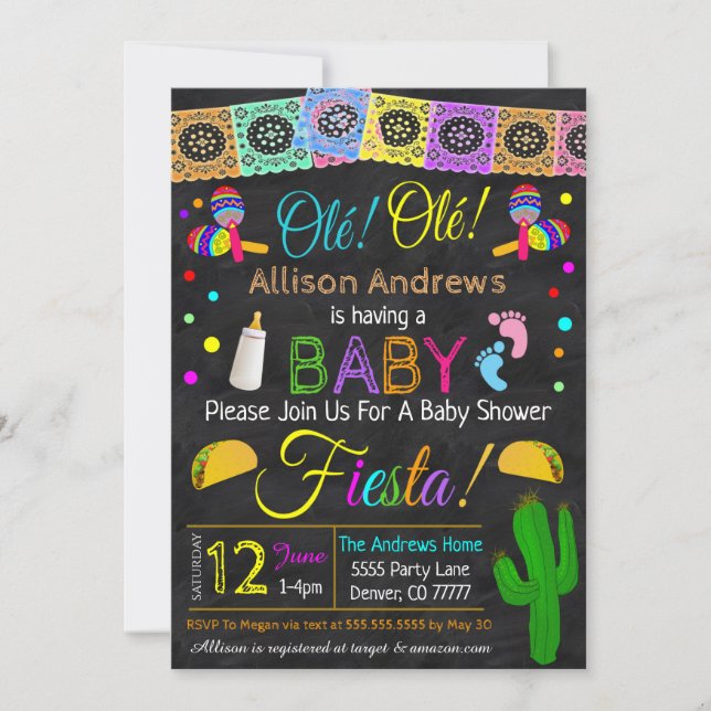 Invitación de Fiesta Baby Shower (Anverso)