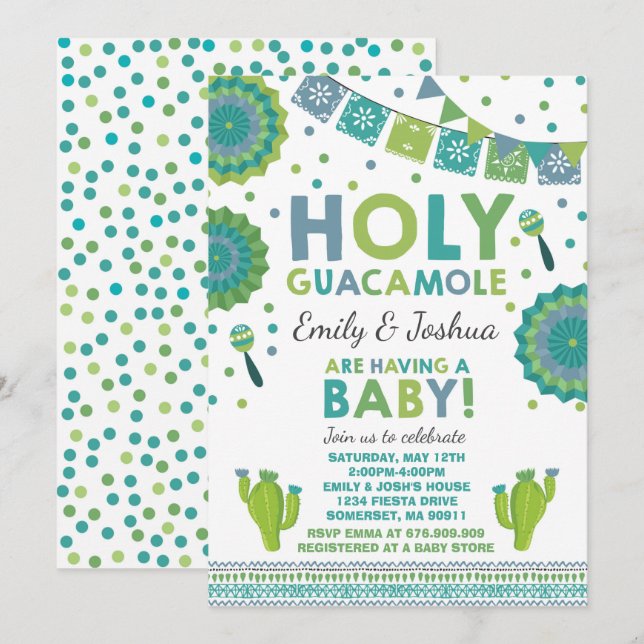 Invitación de Fiesta Baby Shower Fiesta Santo Guac (Anverso / Reverso)