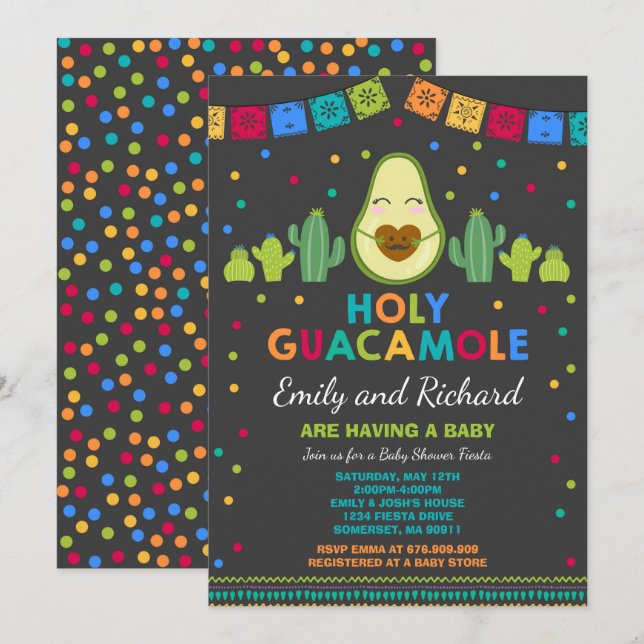 Invitación de Fiesta Baby Shower Fiesta Santo Guac (Anverso / Reverso)