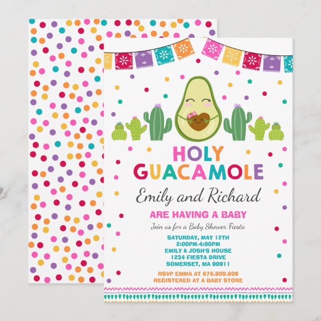 Invitación de Fiesta Baby Shower Fiesta Santo Guac (Anverso / Reverso)