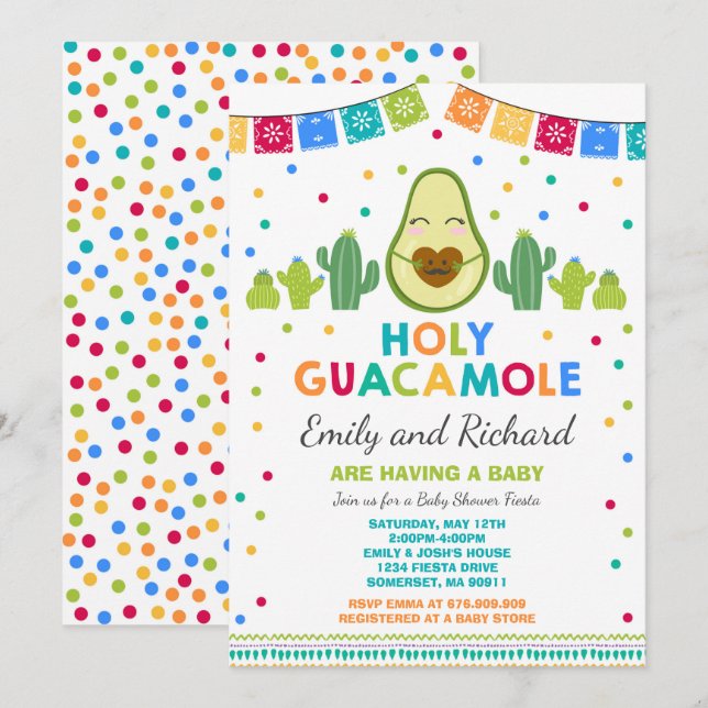 Invitación de Fiesta Baby Shower Fiesta Santo Guac (Anverso / Reverso)