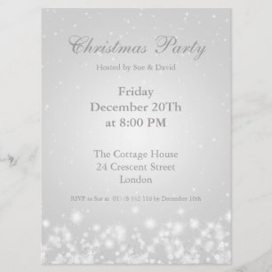 Invitación de fiesta blanca elegante brillo de inv