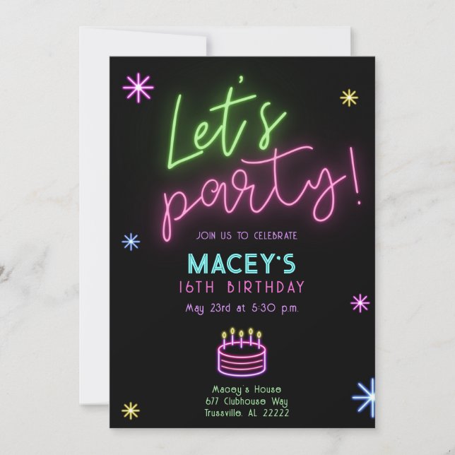 Invitación de fiesta brillante (Anverso)