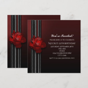 Invitación de fiesta burdeos Rosa y Encaje Ilumina