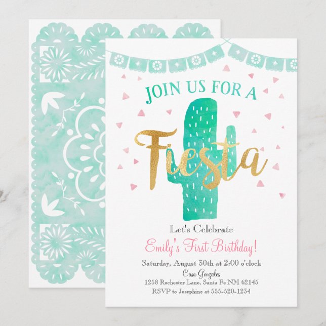 Invitación de Fiesta Cactus, perfecto para cualqui (Anverso / Reverso)