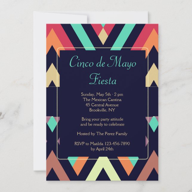 Invitación de Fiesta Chevron (Anverso)