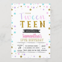 Invitación de fiesta colorida para preadolescentes