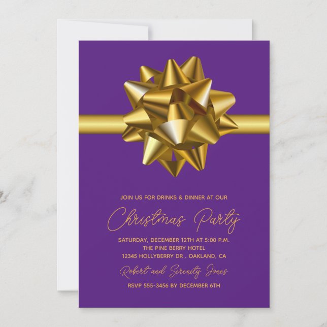 Invitación de Fiesta con Arco Dorado de Navidad (Anverso)