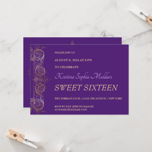 Invitación de fiesta con borde de oro delicado