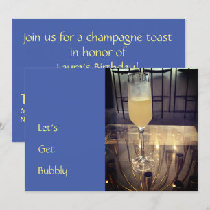 Invitación de fiesta con brindis de champán burbuj